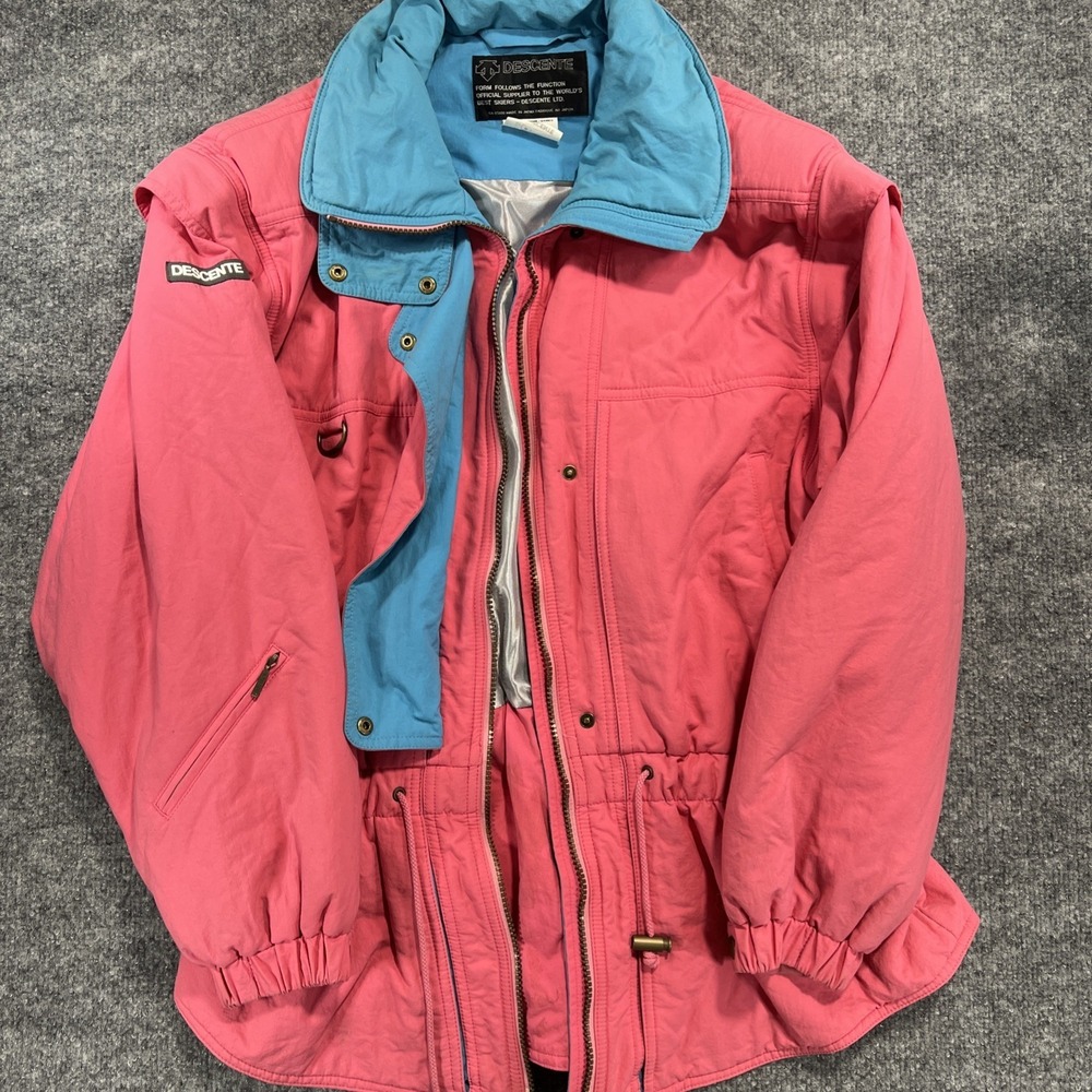 Vintage 80s/90s Descente Ski Jacket Pink Teal Women's Medium - AS IS